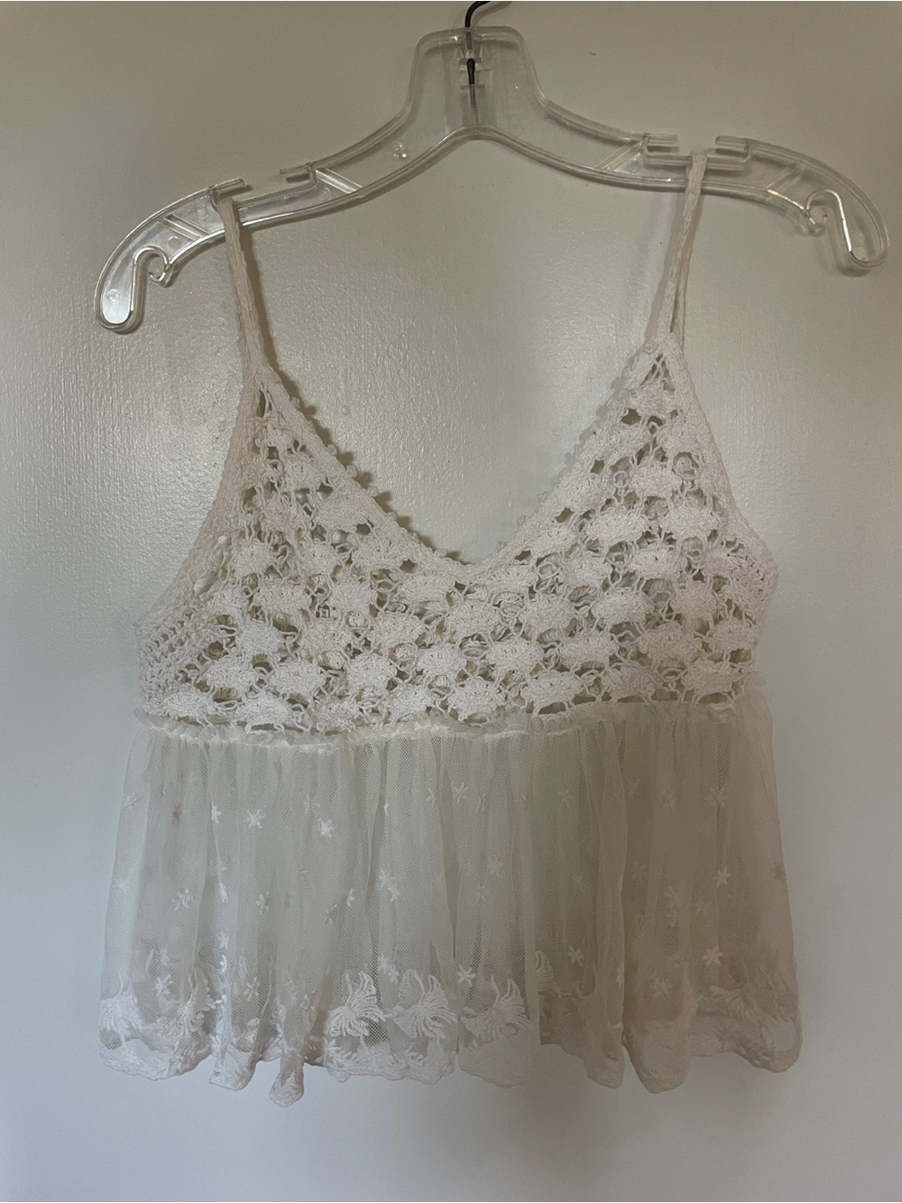 Lace Crochet Camisole Top in White